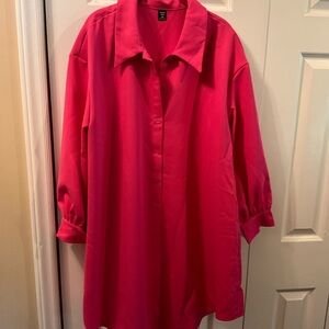 Pink cuffed long sleeve dress